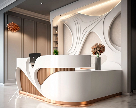 Стойка ресепшн из искусственного акрилового камня Staron Bright White BW010 
