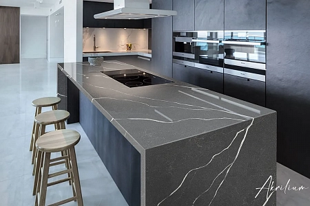 Кварцевый агломерат EtnaQuartz EQHM 007 Grey Marquina