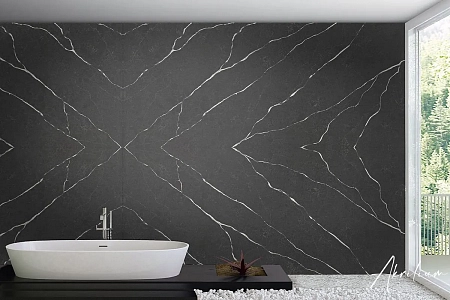 Кварцевый агломерат EtnaQuartz EQHM 007 Grey Marquina