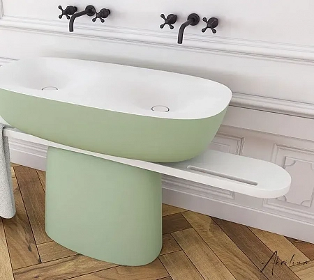 Отдельностоящая раковина из KERROCK на два смесителя MILO BASIN DOUBLE
